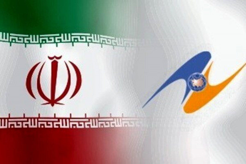 The EAEU and Iran flags
